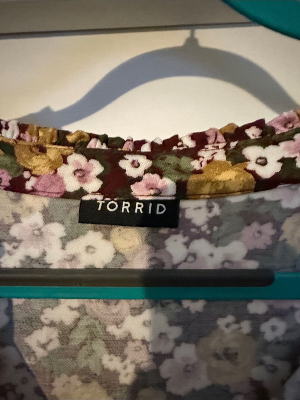 torrid Black Floral V-Neck Tiered Dress with Pink & Yellow Blooms - Picture 2 of 6
